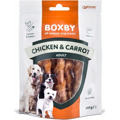 BOXBY CHICKEN&CARROT STICKS 100G - NŪJIŅAS PIEAUGUŠIEM SUŅIEM (VISTA UN BURKĀNI)