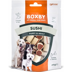 BOXBY ORIGINAL SUSHI FOR DOGS 100G - SUŠI KUCĒNIEM UN PIEAUGUŠIEM SUŅIEM (VISTA UN ZIVIS)