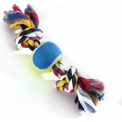 Rotaļlieta suņiem - Kokvilna virve ar bumbu 30cm/200gr