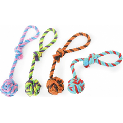 Rotaļlieta suņiem - Kokvilnas bumba ar rokturi 30cm