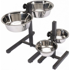 Nerūsējoša tērauda statīvs ar divām bļodām 28cm/4700ml