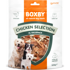 Boxby Chicken Selection Mix 325g - Papilibarība pieaugušiem suņiem (no 3 mēn.vecumā) - vistas gardumu izlase.