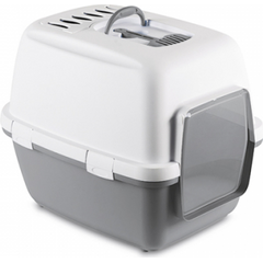 Kaķu tualete CATHY COMFORTar vāku (balts/pelēks) 58x45x48 cm