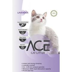 ACE Lavender CAT LITTER 20 LT  - cementējošās smiltis kaķu tualetei ar lavandu