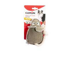 Rotaļlieta suņiem - plīša žurka ar virvi un pīkstuli, 35 cm