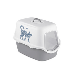 Kaķu tualete CATHY GRIFFE (akmens pelēks/balts)
