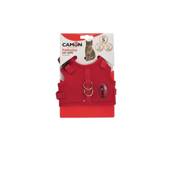 Krūšu siksna kaķiem regulējama sarkana L izm. 31-38 cm 41-48 cm