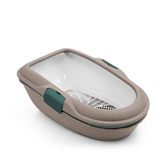 Kaķu tualete ar sietu FURBA CHIC (gaiši pelēkbrūns/angļu zaļš) izm. 59x39x22 cm