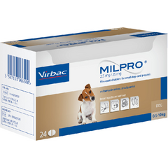 Virbac Milpro 2.5 mg/25 mg tbl. suņiem 0.5-10 kg N24*