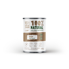 Fresh Farm Dog Smooth Pate with Beef 400gr - pilnvērtīga barība, pastētes veida konservi ar liellopu gaļu
