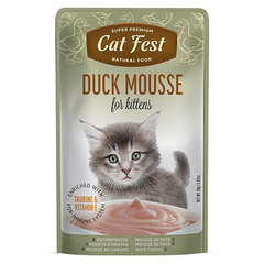 CatFest Kitten duck meat mousse 70g - mitrā papildbarība ar pīles gaļu ar maigu putētu tekstūru, ideāli piemērota maziem kaķēniem