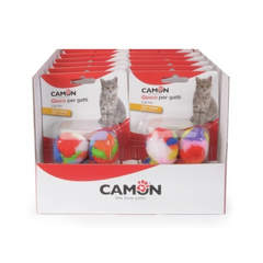 Rot. Kaķiem jauktas krāsas poliestera bumbiņas ar kaķumētru 3.5 cm