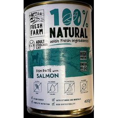Prefera Fresh Farm CAT Smooth pate with salmon & fish 400 gr - täisväärtuslik toit kassidele, pasteet tüüpi konserveeritud toit kassidele, lõhe ja kalaga.