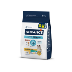 ADVANCE CAT STERILIZED SENSITIVE CARE SALMON 8+2kg - pilnvērtīga sausā barība pieaugušiem sterilizētiem kaķiem no 1 līdz 10 gadiem, ar jūtīgu gremošanas sistēmu. Ar lasi.