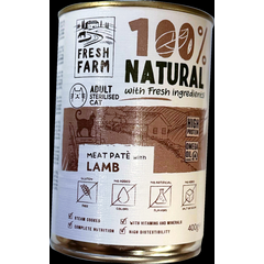 Prefera Fresh Farm CAT Smooth pate with lamb 400 gr - täisväärtuslik toit kassidele, pasteedi kujuline konservtoit kassidele, lambaliha.