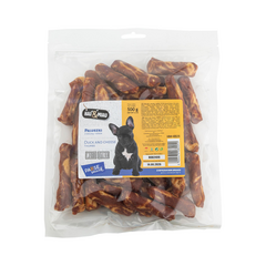 HAU & MIAU duck and chesse 500g – papildbarība pieagušiem suņiem, pīles gaļas un siera standziņas