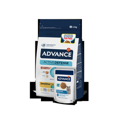 Adv cat adult sterelized sensitive 1,5kg + 2 WETSTZ COD - pilnvērtīga sausā un mitrā barība pieaugušiem sterilizētiem kaķiem no 1 līdz 10 gadiem, ar jūtīgu gremošanas sistēmu. Ar lasi.
