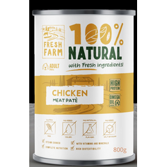 Prefera Fresh Farm DOG Smooth pate with chicken 800gr - pilnvērtīga barība suņiem, pastētes veida konservi ar vistas gaļu.