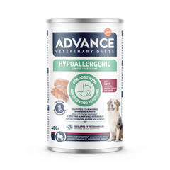 ADVANCE VETERINARY DIET DOG Hypoallergenic LAMB 400gr - mitrā barība, kas paredzēta visu izmēru suņiem ar alerģiskām reakcijām uz barību