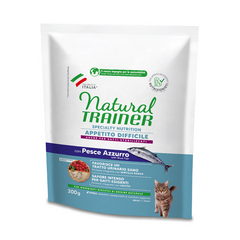 NATURAL TRAINER CAT APPETITO DIFFICILE WITH BLUE FISH 300G - pilnvērtīga  pilnvērtīga un sabalansēta barība pieaugušiem kaķiem no 1 gada vecuma