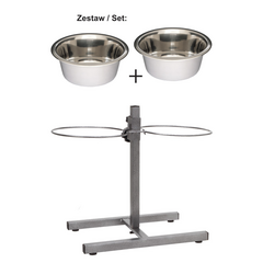 Barry King regulējams bļodu statīvs, metāla, 2 bļodas 4.7 l