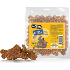 HAU&MIAU meatbonеs with duck and rice 500g - дополнительный корм для взрослых собак, вкусные мясные косточки с уткой и рисом
