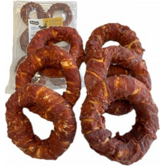 HAU & MIAU duck wrapped douchnut 500g - papildbarība pieaugušiem suņiem, virtuļi, izgatavoti no dabīgas ādas, ietīti marmora pīles filejā