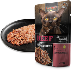 LEONARDO mitrā barība kaķiem ar liellopu gaļu un plucinātu liellopu gaļu 70 g