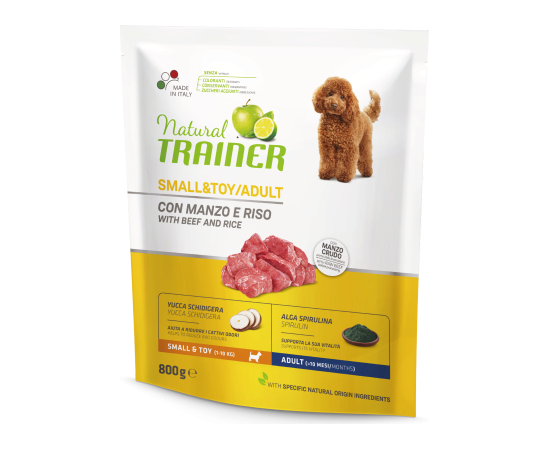 NT DOG SMALL&TOY ADULT BEEF&RICE 800G - BARĪBA MAZO UN ĻOTI MAZO ŠĶIRŅU PIEAUGUŠIEM SUŅIEM AR LIELLOPU UN RĪSIEM