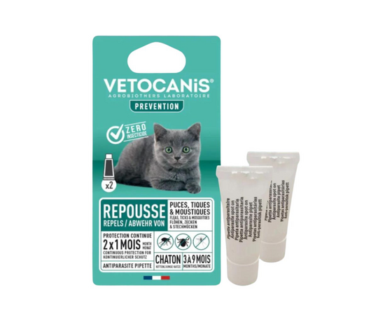 Vetocanis dabīgi pretinsektu repelenti pilieni kaķiem 2x1.2ml