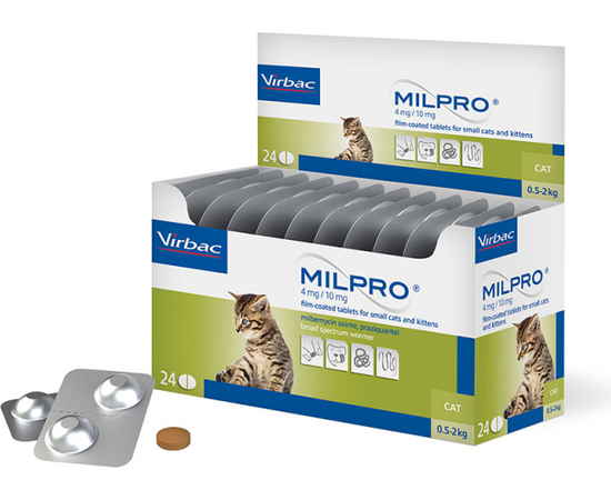Virbac Milpro 4 mg/10 mg tbl. kaķiem 0.5-2 kg N24*, 2 image