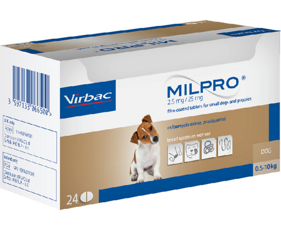 Virbac Milpro 2.5 mg/25 mg tbl. suņiem 0.5-10 kg N24*, 2 image