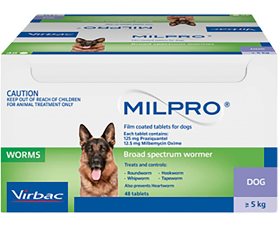 Virbac Milpro 12.5 mg/125 mg tbl. suņiem virs 5 kg N48*