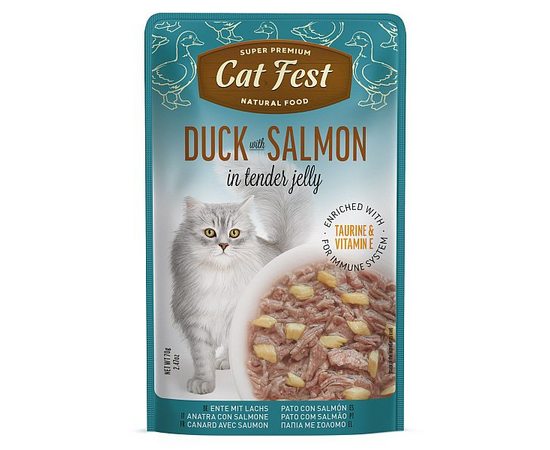 CatFest Duck with Salmon in Tender Jelly 70g - pīles fileja ar lasi gaļu želejā