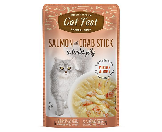 CatFest Salmon with Crab Stick 70g - Savvaļas lasis ar ar krabju nūjiņām želejā