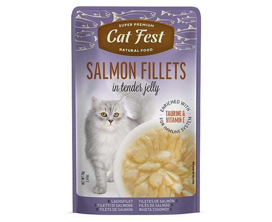 CatFest Salmon Fellets in Tender Jelly 70g - savvaļas lasis želejā