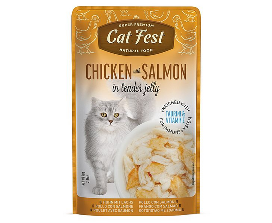 CatFest Chicken with Salmon in Tender Jelly 70g - vistas gaļa ar lasi želejā