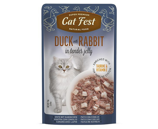 CatFest Duck with Rubbit in Tender Jelly 70g - pīles fileja ar trušu gaļu želejā
