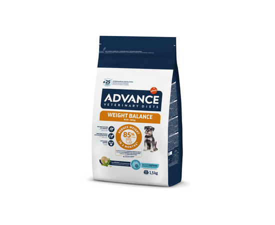 ADVANCE VETERINARY DIETS WEIGHT BALANCE MINI 1,5kg - Pilnvertīga sausā barība pieaugušiem suniem ar lieko svaru