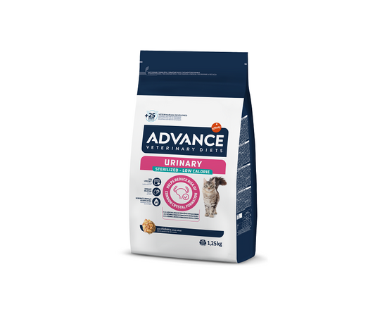 ADVANCE VET CAT URINARY LOW CALORIES 1.25KG - KAĶIEM URĪNCEĻU VESELĪBAI UN SVARA KONTROLEI