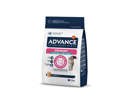 ADVANCE VET CAT URINARY LOW CALORIES 7.5KG - KASSIDELE KUSETEEDE TERVISE TOETUSEKS JA KAALU KONTROLLIKS