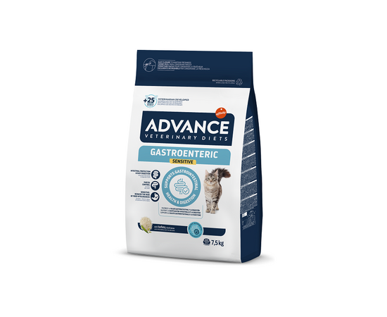 ADVANCE VETERINARY DIETS CAT GASTROENTERIC SENSITIVE 7.5KG - KAĶIEM AR JUTĪGU GREMOSANU