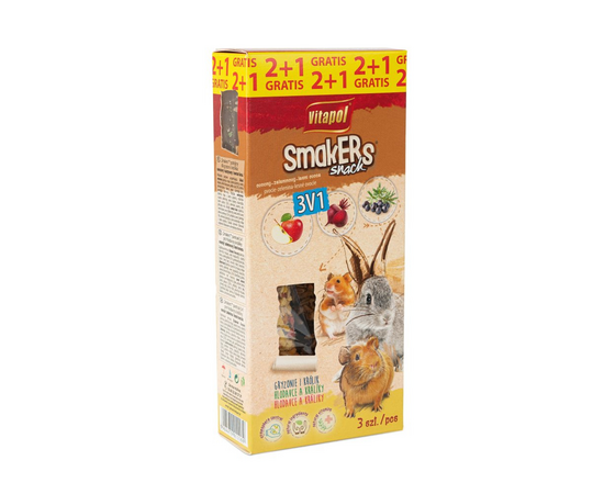 STANDARD grauzēj.un trušiem 3in1, Vitapol nūjiņas 2+1Free ar meža ogām, augļiem un dārzeņiem