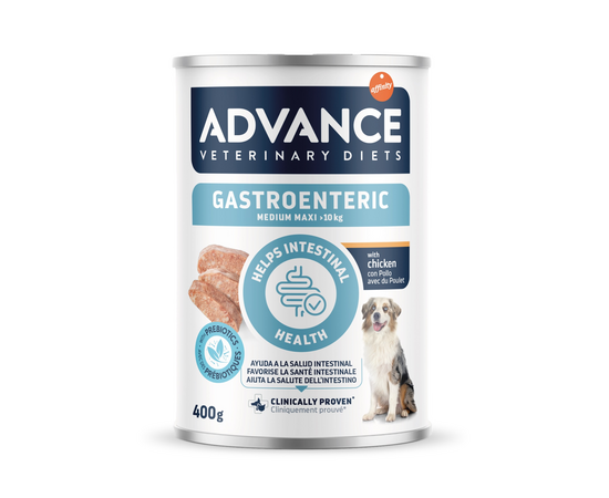ADVANCE VETERINARY DIET DOG Gastroenteric Med/Maxi 400g - īpaši izstrādāta pieaugušiem suņiem ar gremošanas traucējumiem