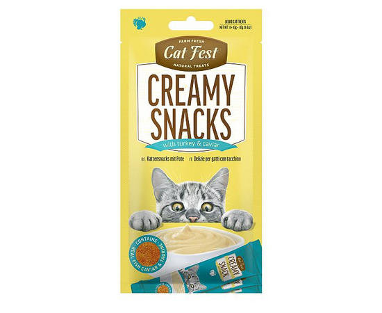 CatFest Krēmīga uzkoda ar tītara gaļu un ikriem 4 × 10 g