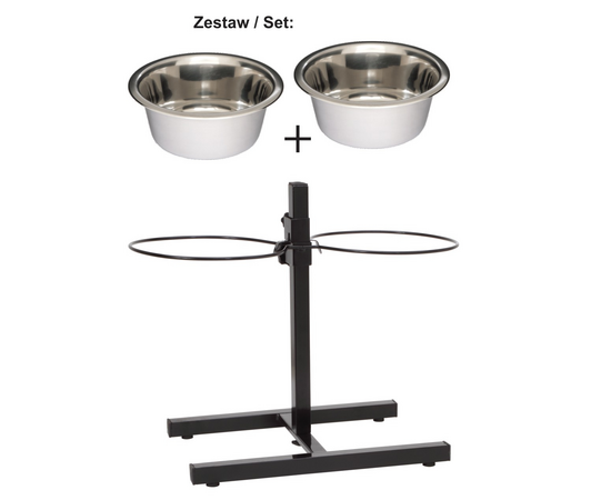 Barry King regulējams bļodu statīvs, krāsots, 2 bļodas 1,8 l