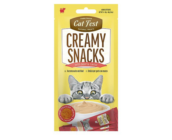 CatFest Krēmīga uzkoda ar liellopu gaļu un ikriem 4 × 10 g