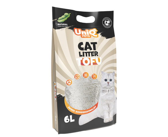 UNIQ Tofu Clumping Cat Litter Natural 2.5kg / 6L - dabīgi granulēti kaķu pakaiši bez smaržas