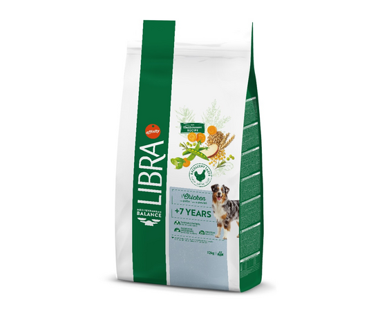 AFFINITY LIBRA DOG SENIOR +7 Years 12kg - pilnvērtīga un sabalansēta barība suņiem vecumā no 7 gadiem, ar vistas gaļu.
