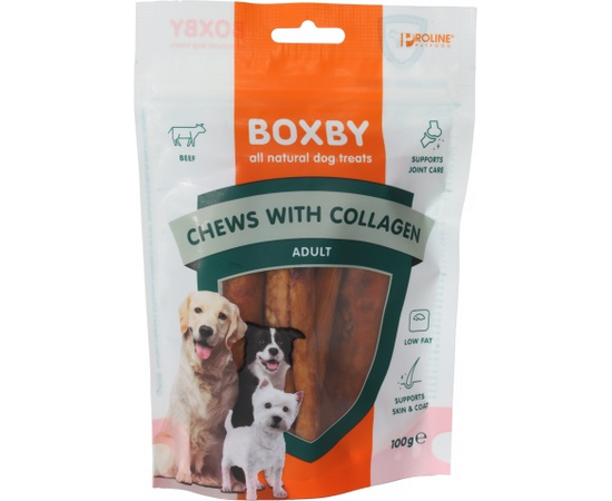 Boxby Chew with collagen 100g - papildbarība pieaugušiem suņiem, Boxby kārumi ar kolagēnu